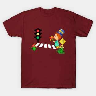 Little boy crossingn the road T-Shirt